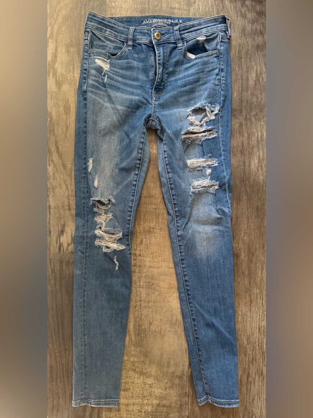 American Eagle Outfitters Distressed Blue Skinny Jeans